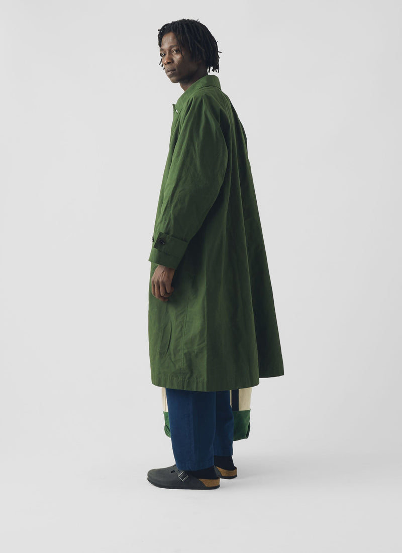 Waxed Cotton Trench Coat | Forest Green