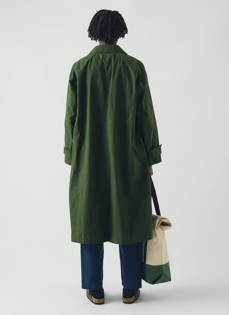 Waxed Cotton Trench Coat | Forest Green
