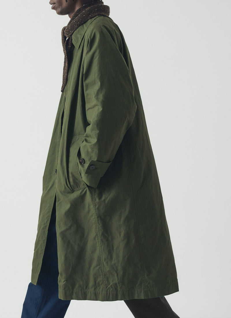 Waxed Cotton Trench Coat | Forest Green