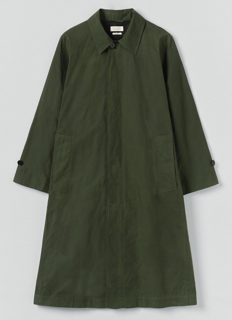 Waxed Cotton Trench Coat | Forest Green