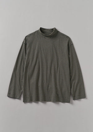 Stripe Cotton Jersey Long Sleeve Tee | Grey/Sand