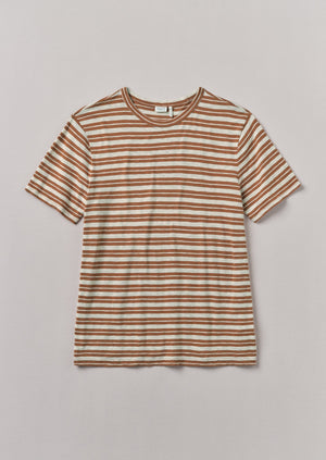 Theo Cotton Stripe Short Sleeve Tee | Ecru/Rust