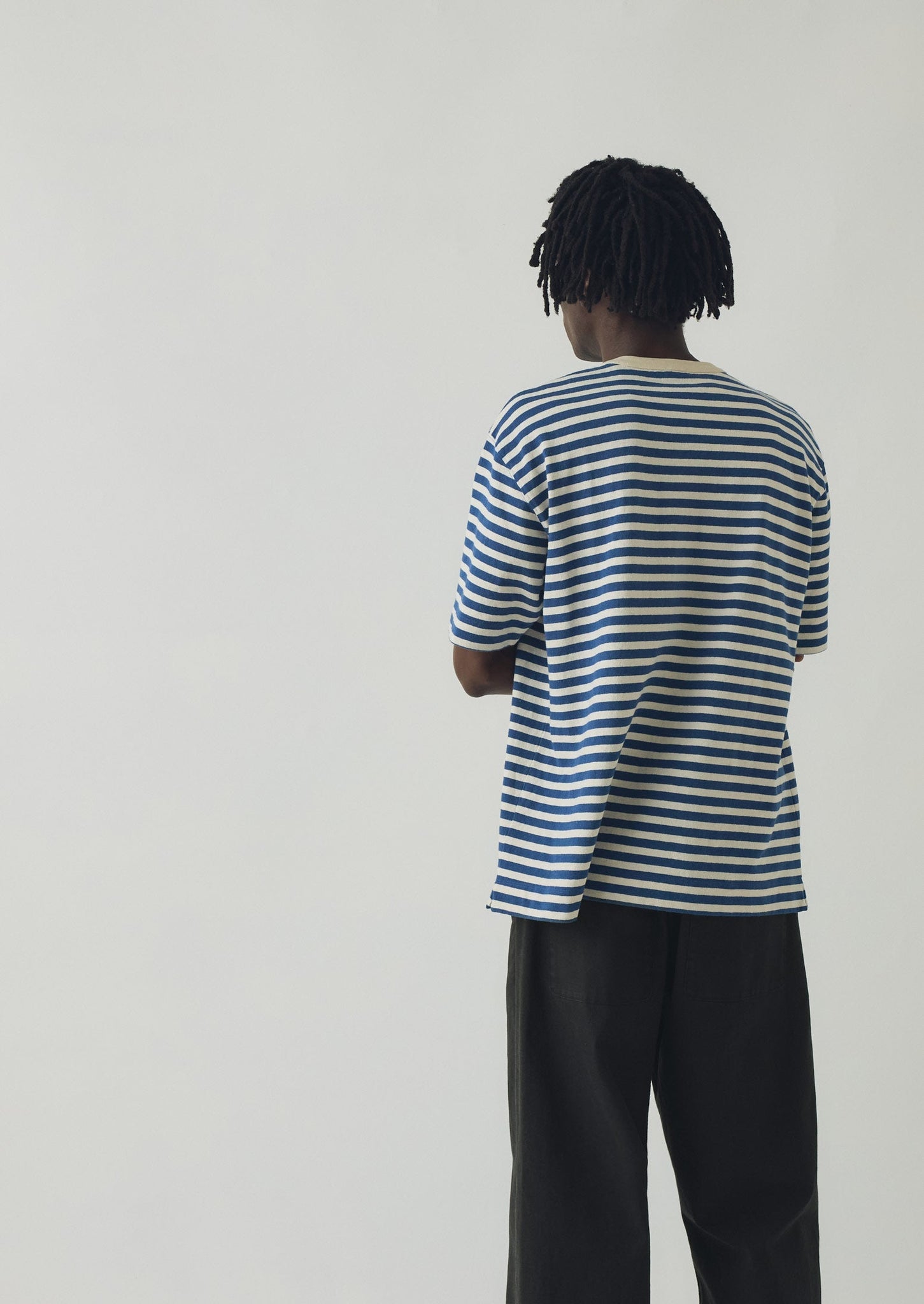 Bold Stripe Relaxed Tee | Delft/Ecru