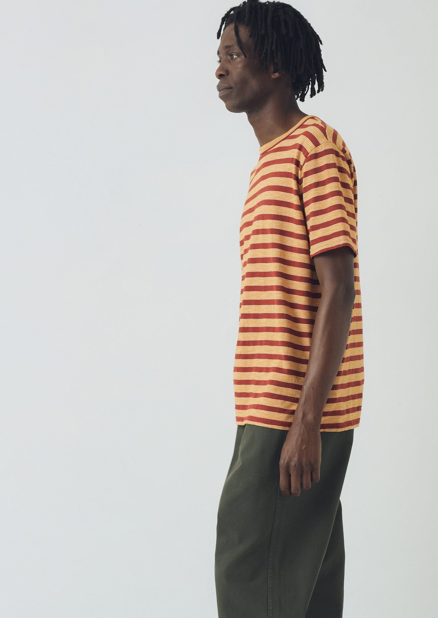 Theo Cotton Stripe Short Sleeve Tee | Red Rock