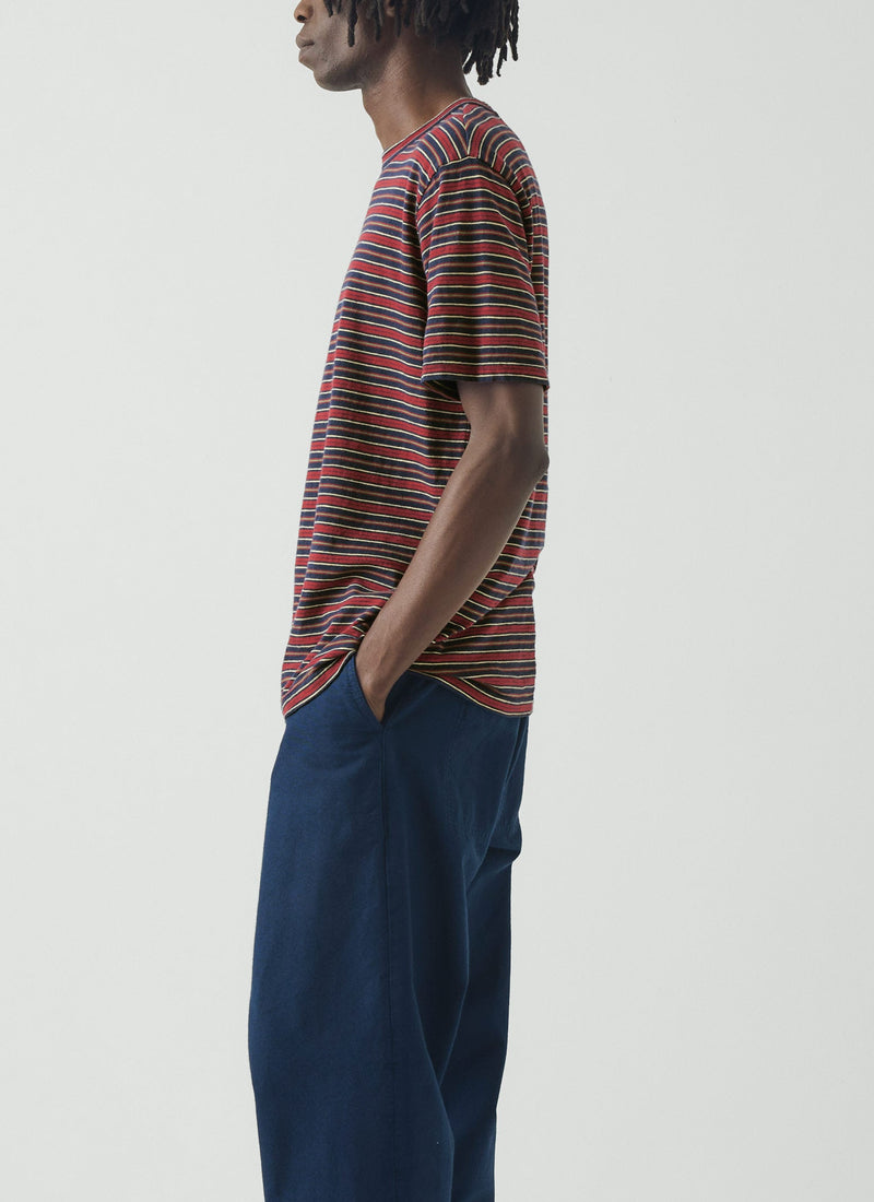 Theo Stripe Cotton Short Sleeve Tee | Provencal Blue/Multi