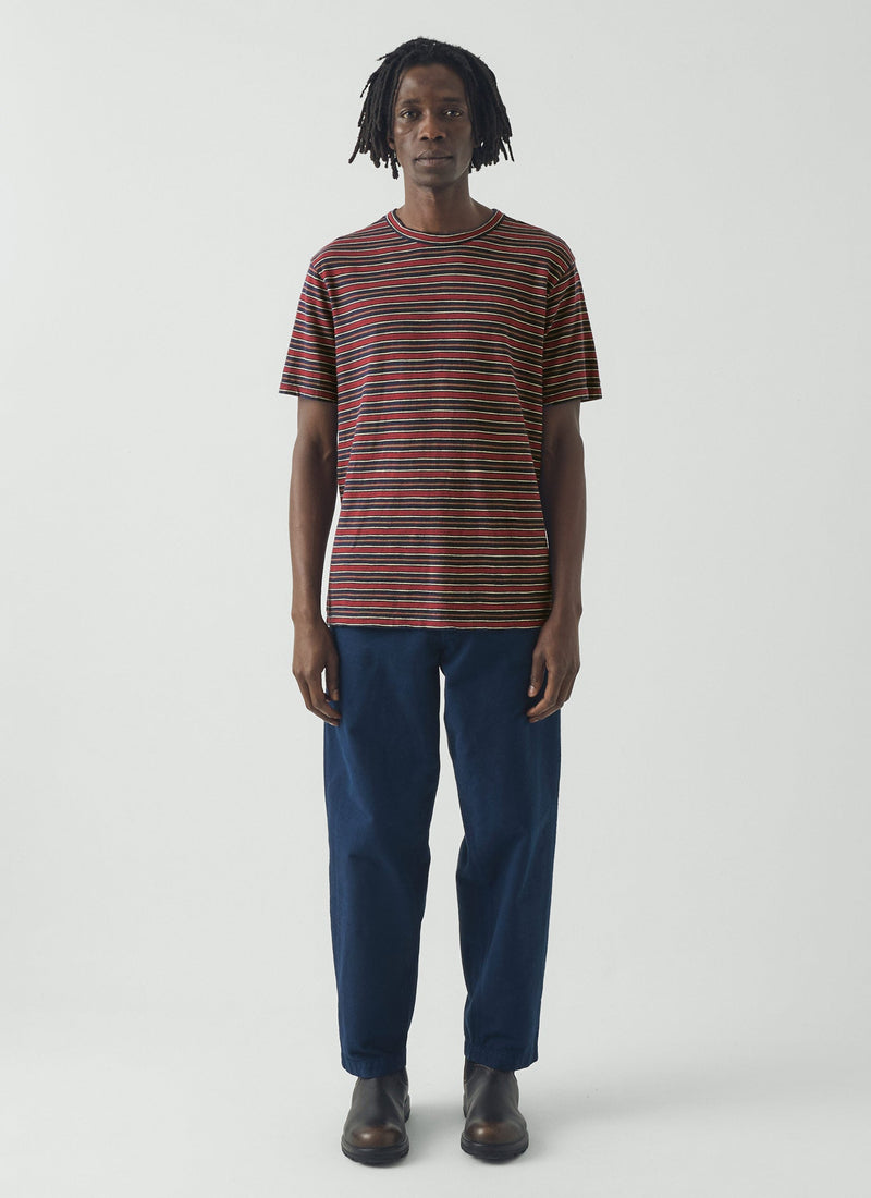 Theo Stripe Cotton Short Sleeve Tee | Provencal Blue/Multi