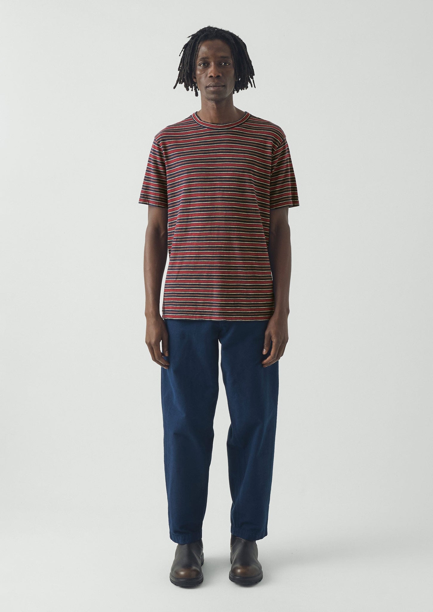 Theo Stripe Cotton Short Sleeve Tee | Provencal Blue/Multi