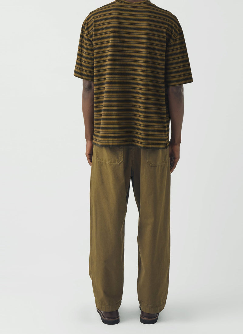 Overdyed Stripe Cotton Tee | Blue Graphite/Woodland Green