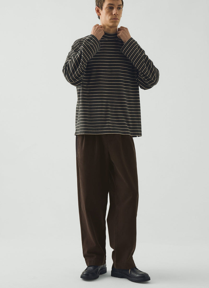 Cotton Jersey Stripe Long Sleeve Tee | Charcoal Multi