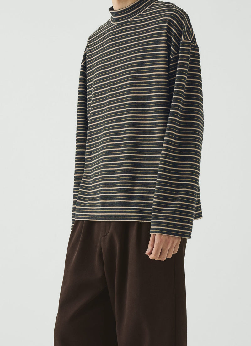 Cotton Jersey Stripe Long Sleeve Tee | Charcoal Multi