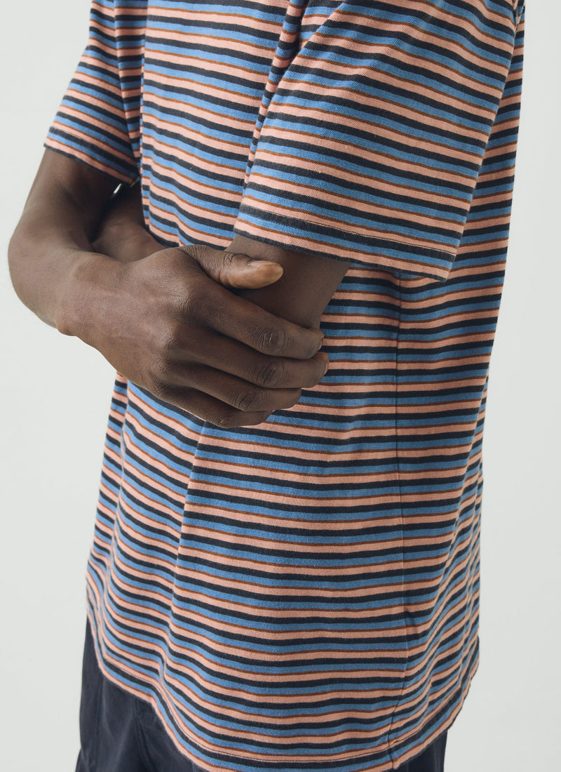 Theo Stripe Cotton Short Sleeve Tee | Multi
