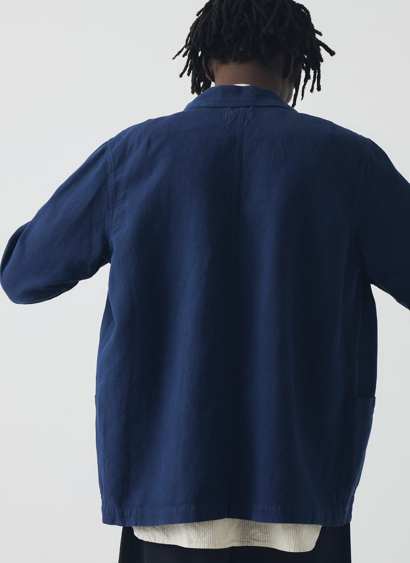 Arlo Garment Dyed Herringbone Jacket | Dark Indigo