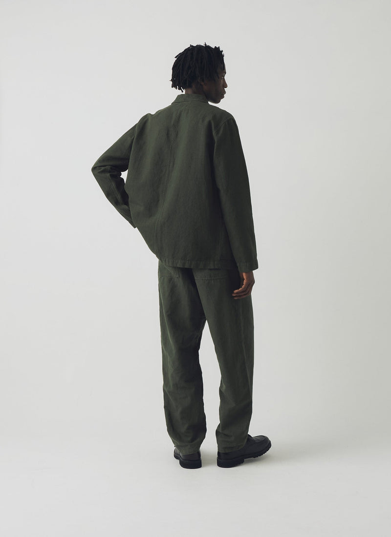 Arlo Garment Dyed Herringbone Jacket | Dark Moss