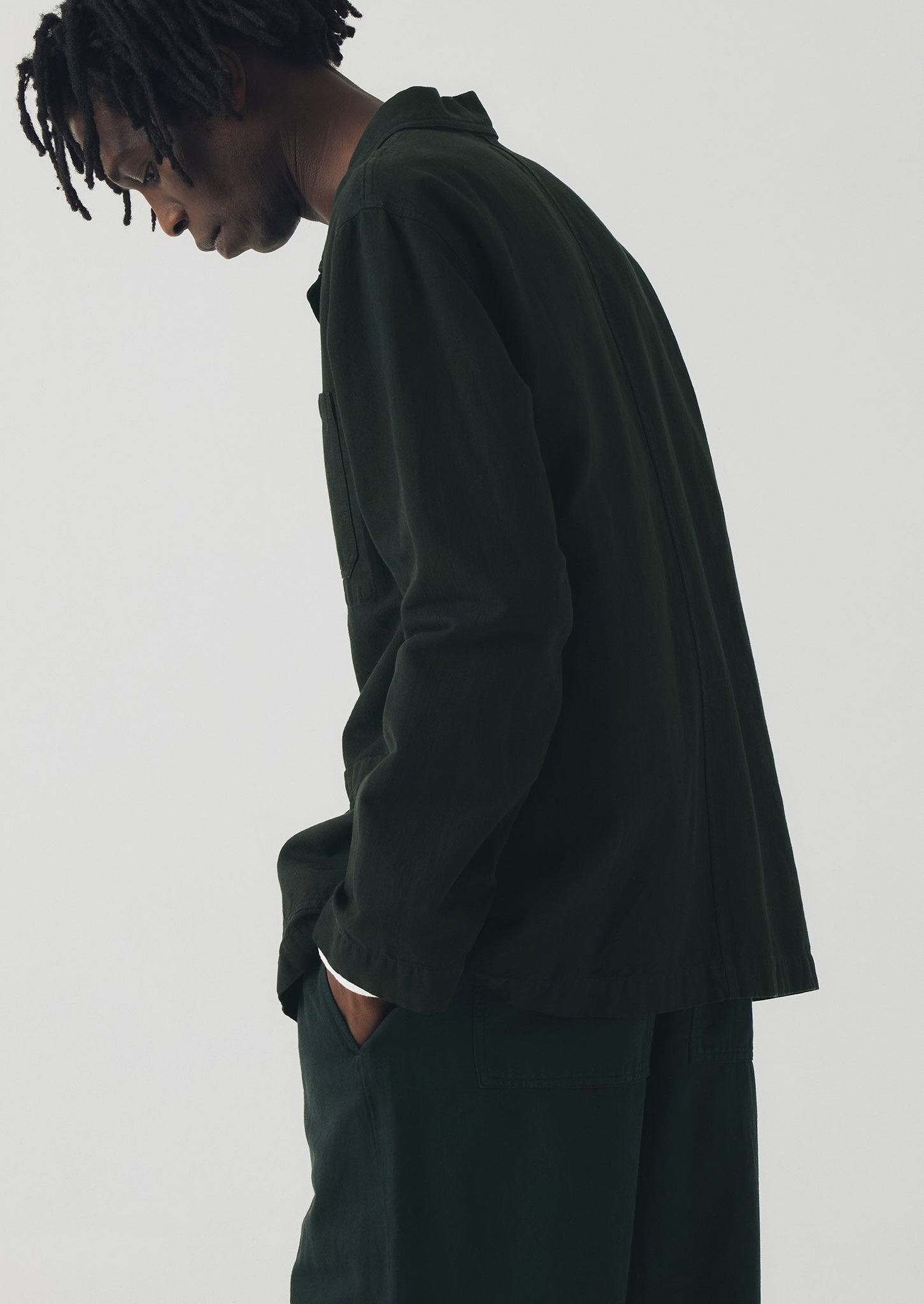 Arlo Garment Dyed Herringbone Jacket | Washed Black