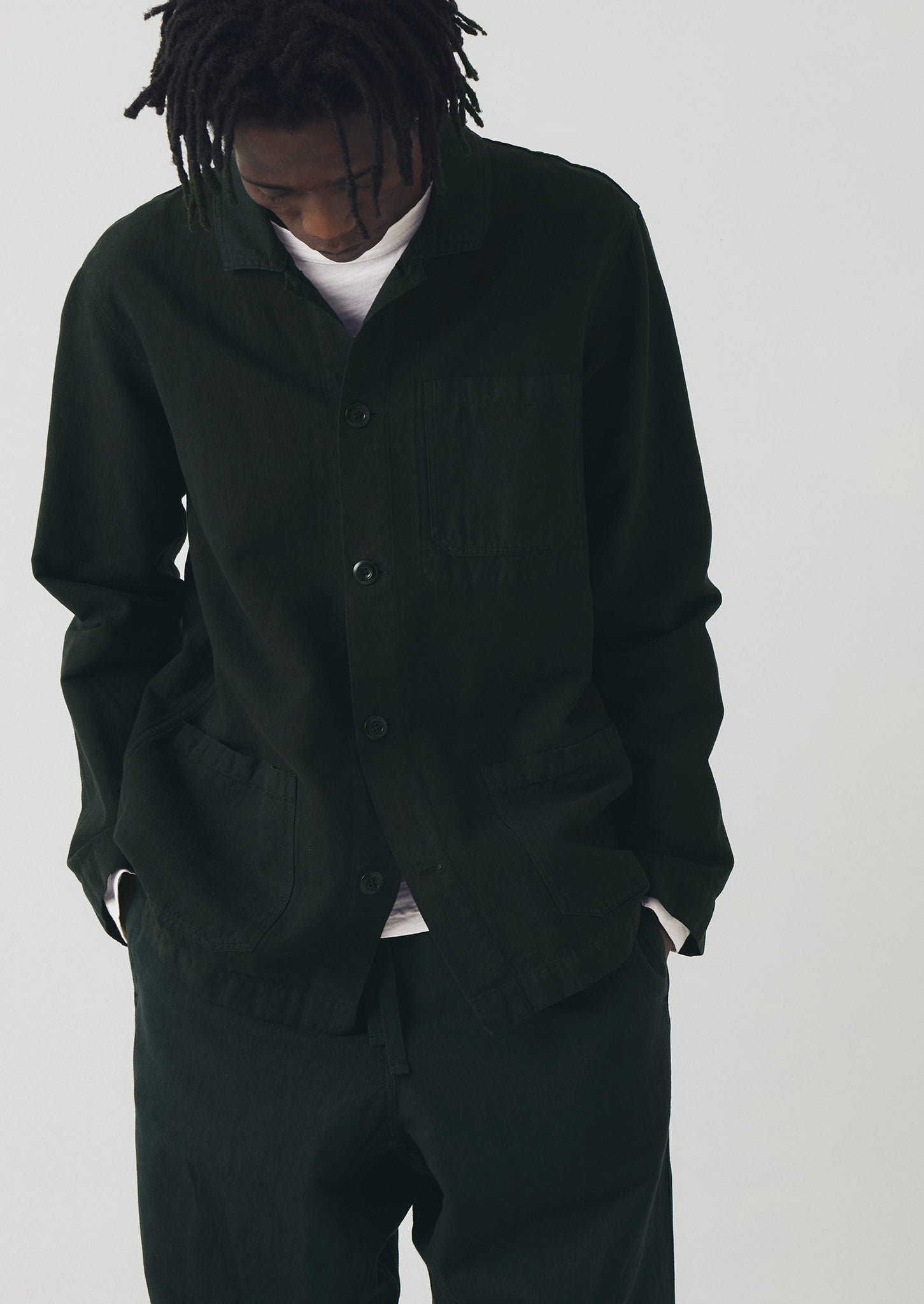 Arlo Garment Dyed Herringbone Jacket | Washed Black