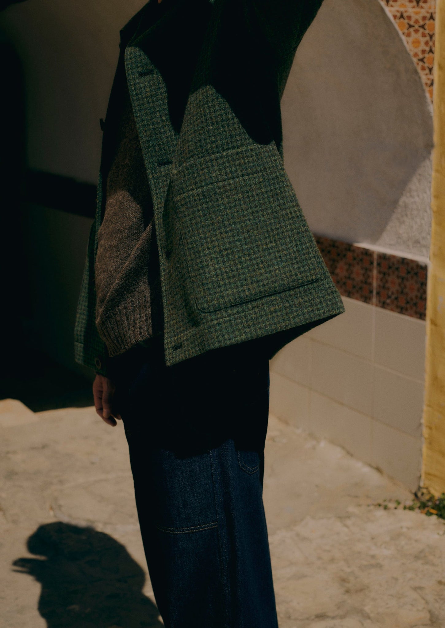 Dogtooth Wool Chore Jacket | Forest Green