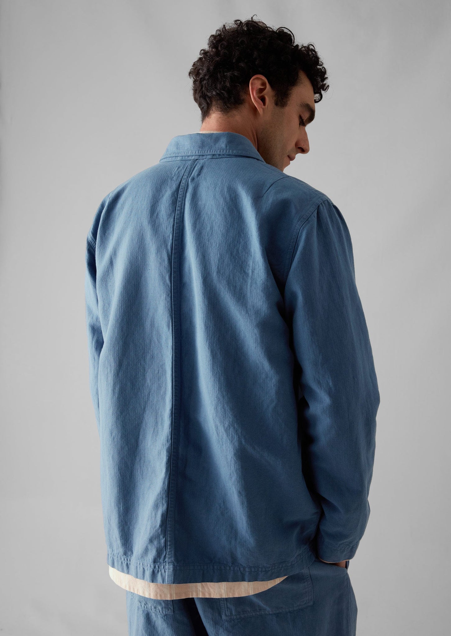 Arlo Garment Dyed Herringbone Jacket | Slate Blue