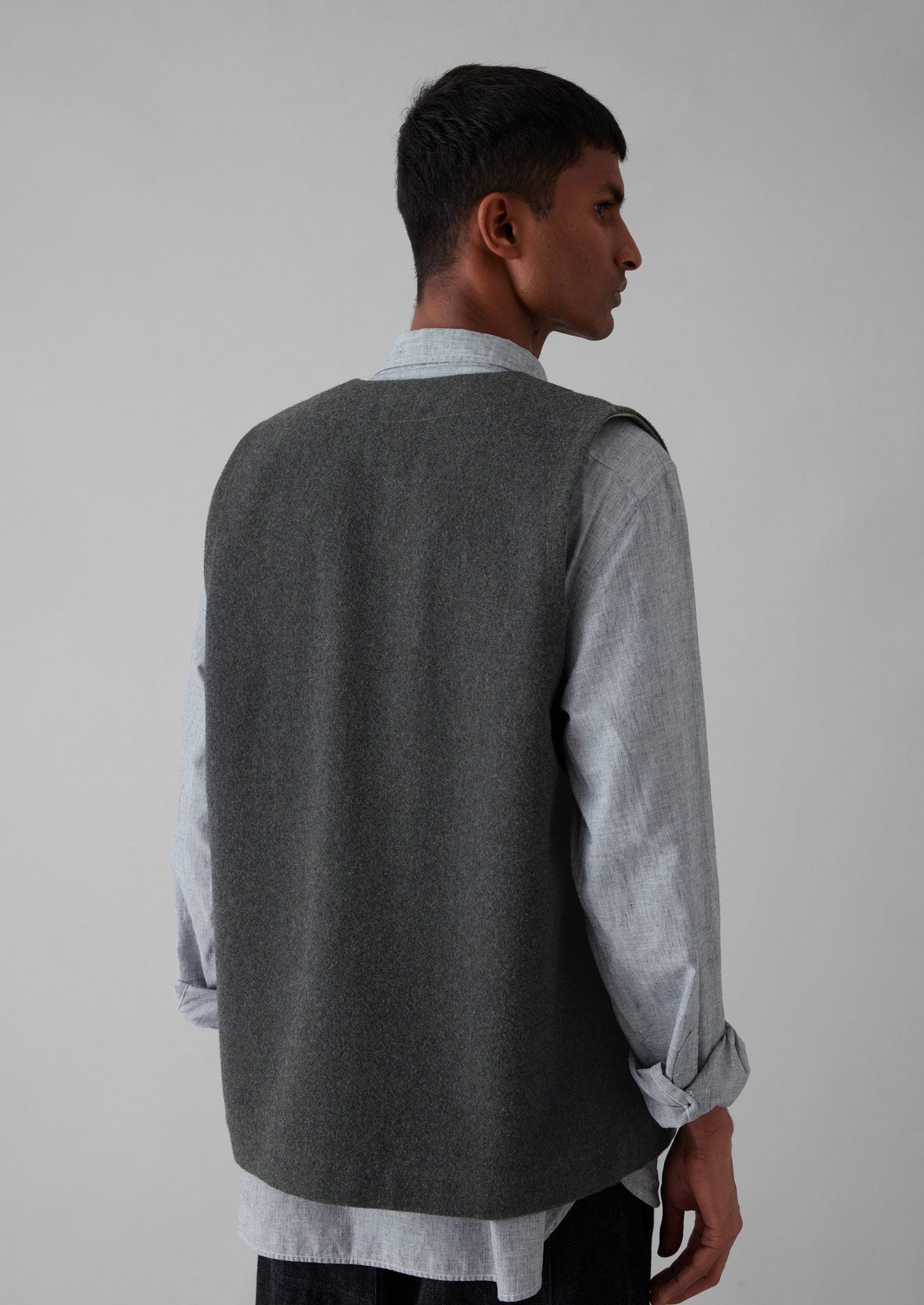 Melton Wool Blend Gilet | Charcoal