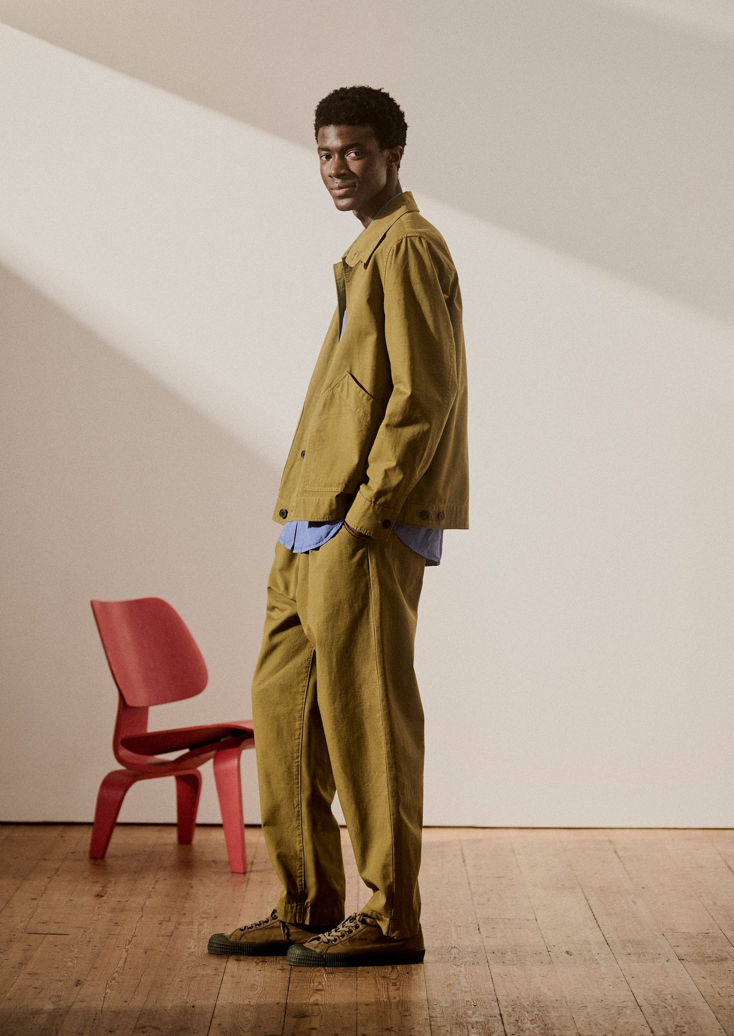 Patch Pocket Organic Cotton Coach Jacket | Warm Olive