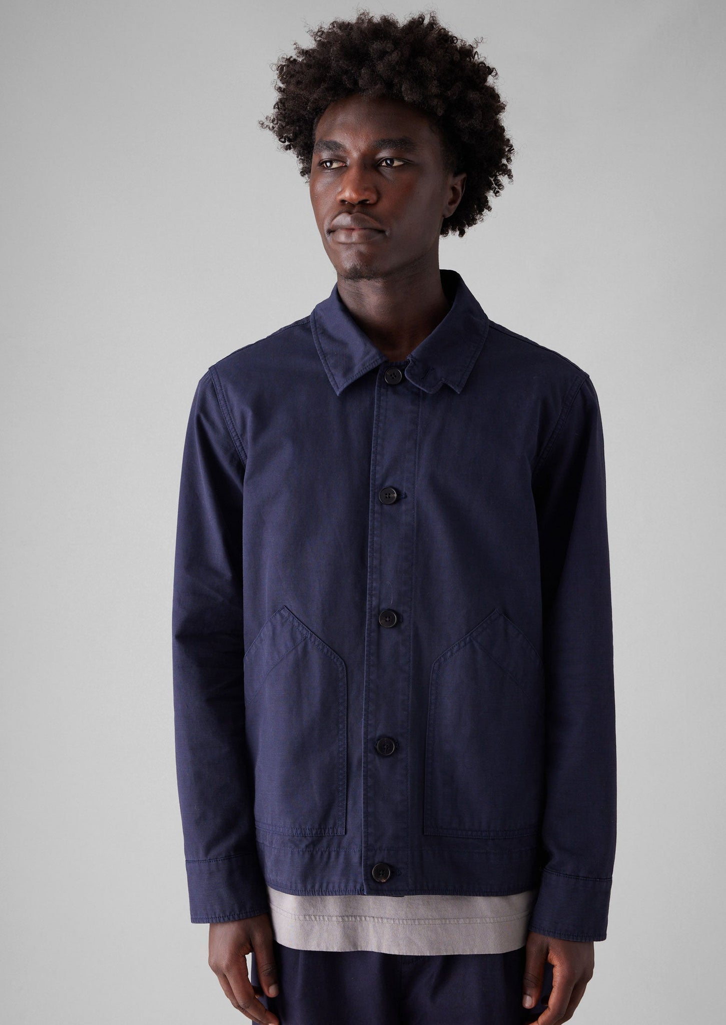 Patch Pocket Organic Cotton Coach Jacket | Navy