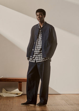 Stand Collar Japanese Denim Jacket | Indigo | TOAST