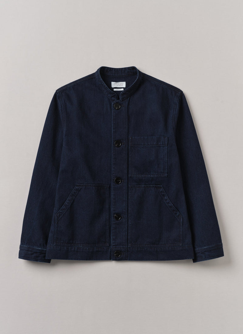 Stand Collar Japanese Denim Jacket | Indigo
