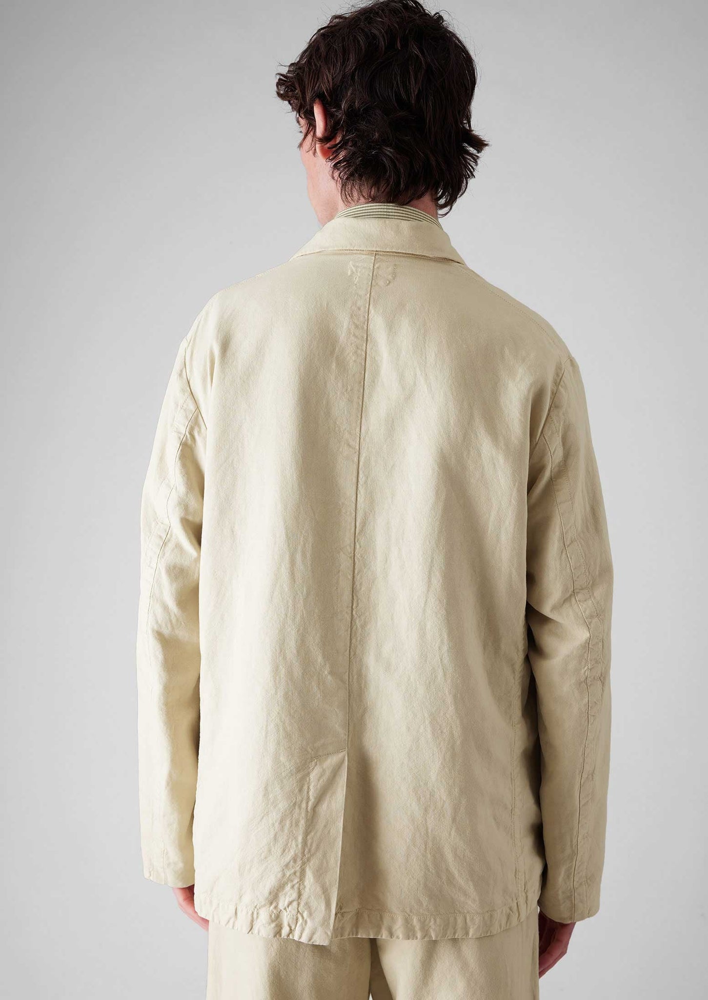 Cotton Linen High Break Blazer | Wood Ash