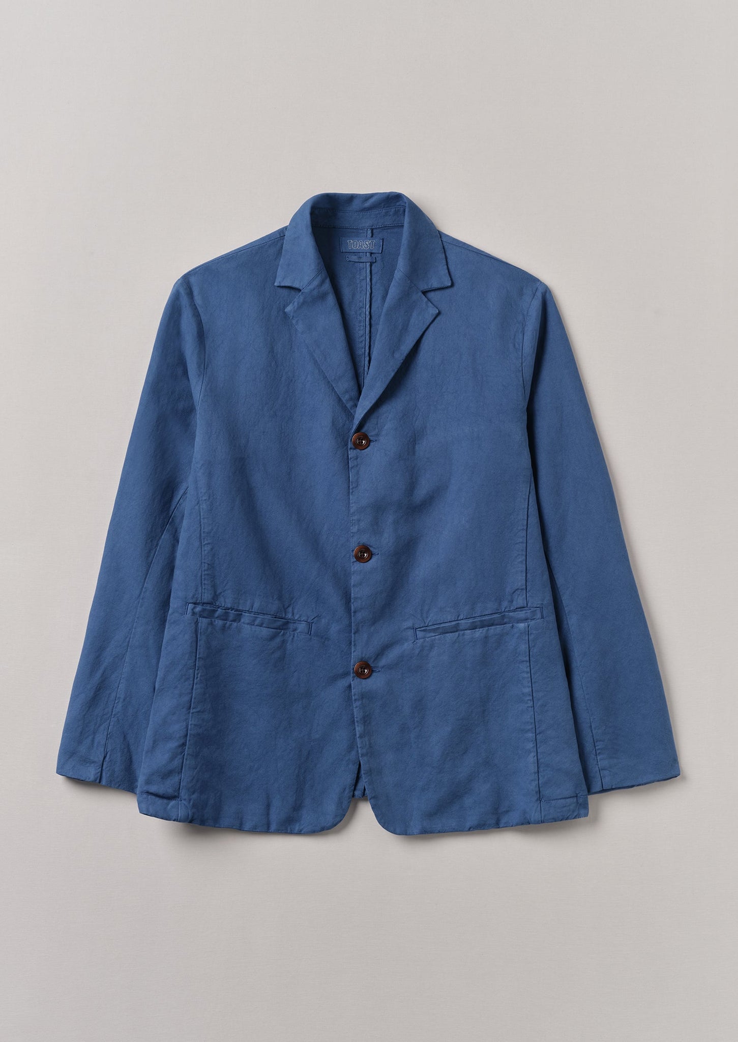 Cotton Linen High Break Blazer | Washed Indigo