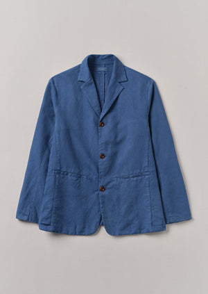 Cotton Linen High Break Blazer | Washed Indigo