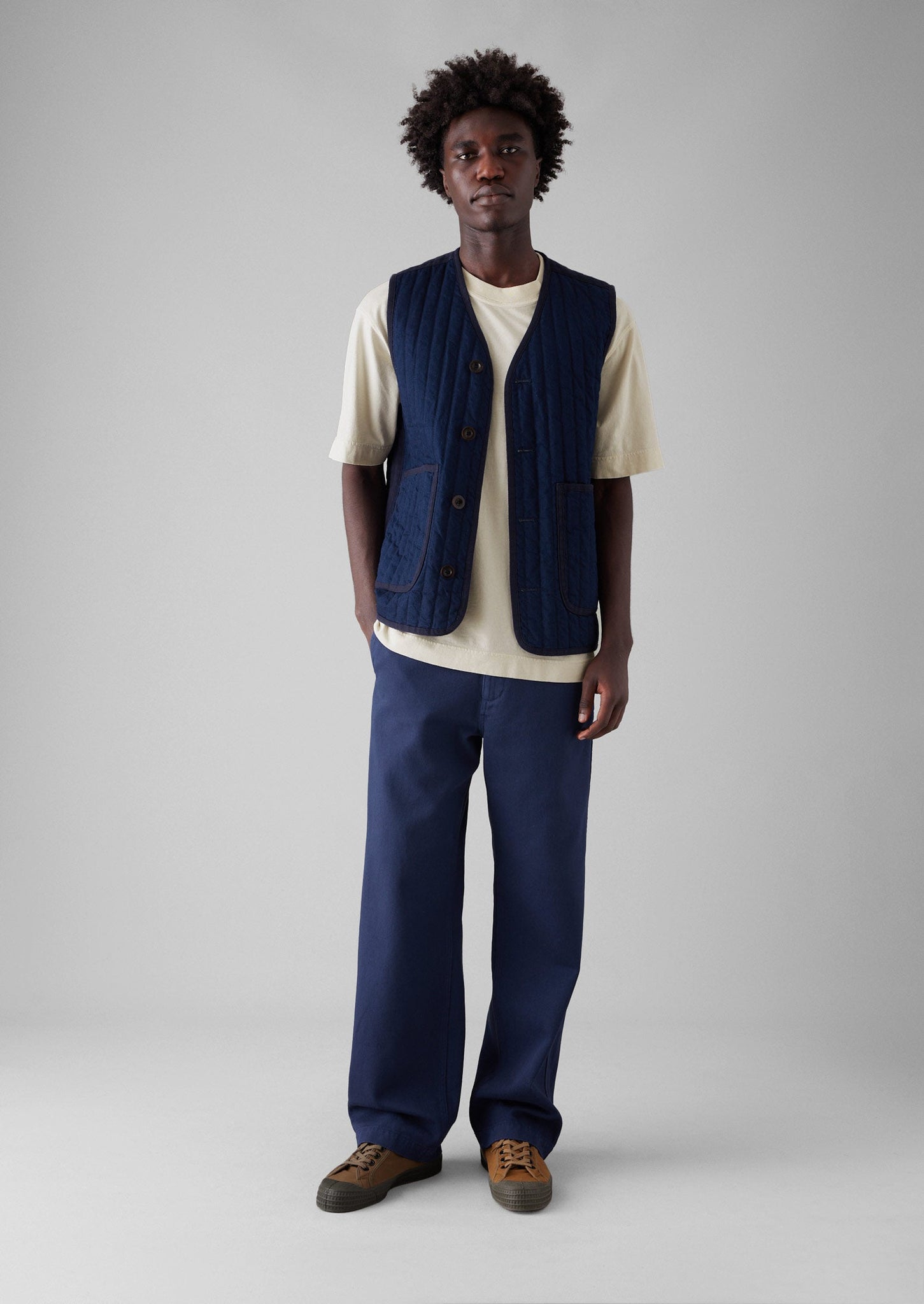 Indigo Cotton Padded Gilet | Indigo