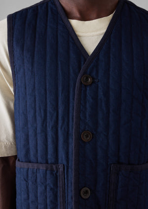 Indigo Cotton Padded Gilet | Indigo