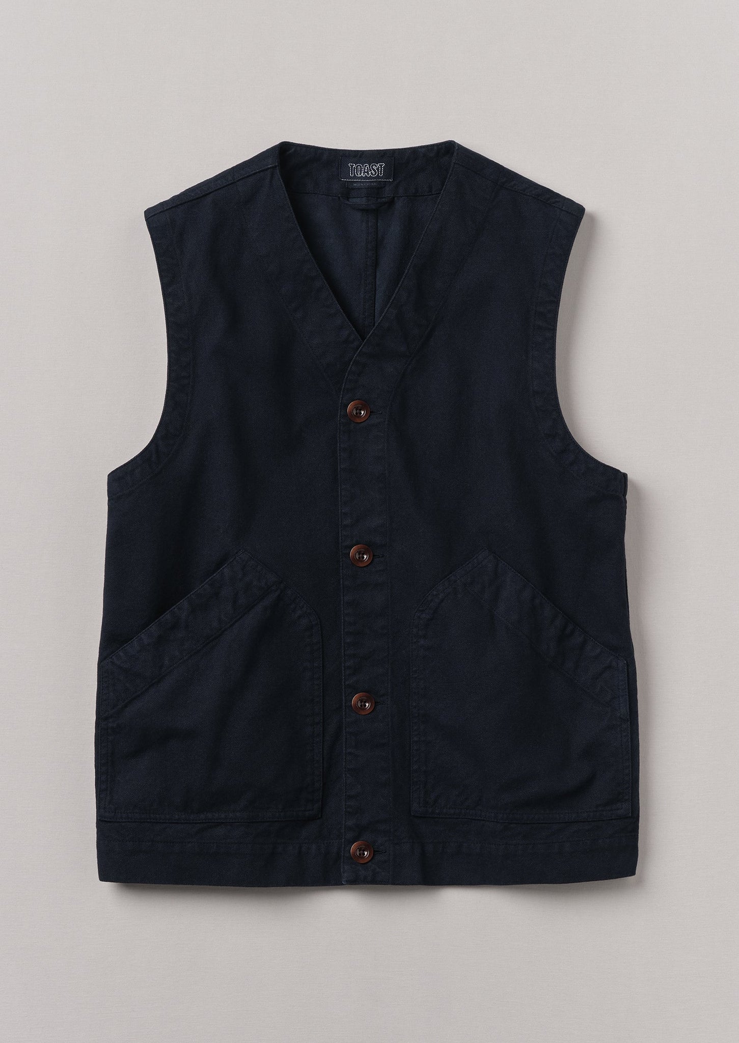 Garment Dyed Cotton Canvas Gilet | Blue Navy