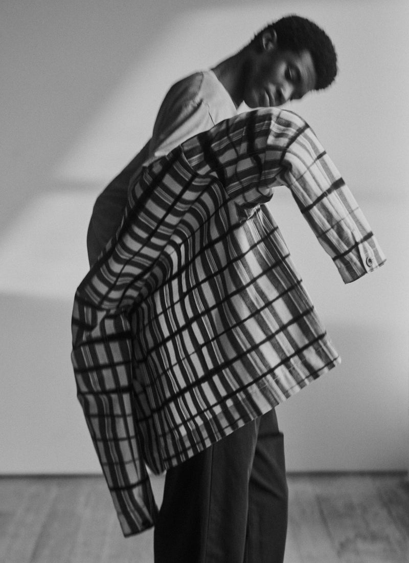 Edo Stripe Clamp Dyed Jacket | Indigo/Ivory