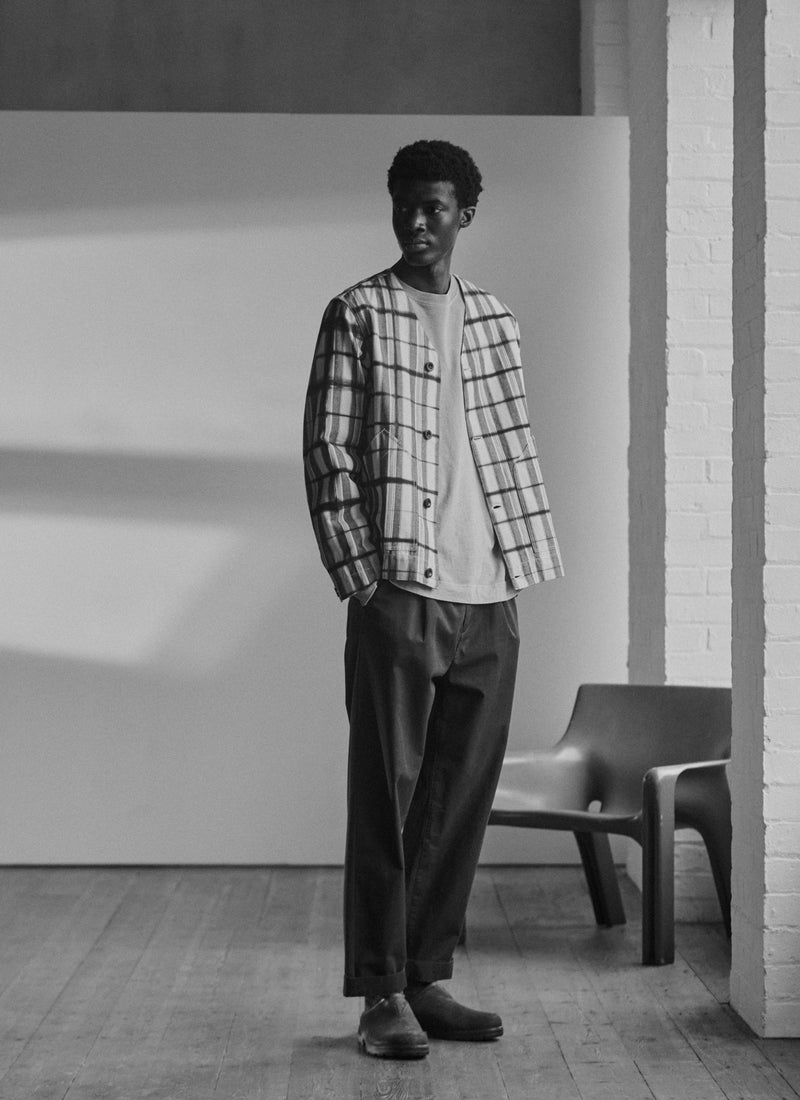 Edo Stripe Clamp Dyed Jacket | Indigo/Ivory