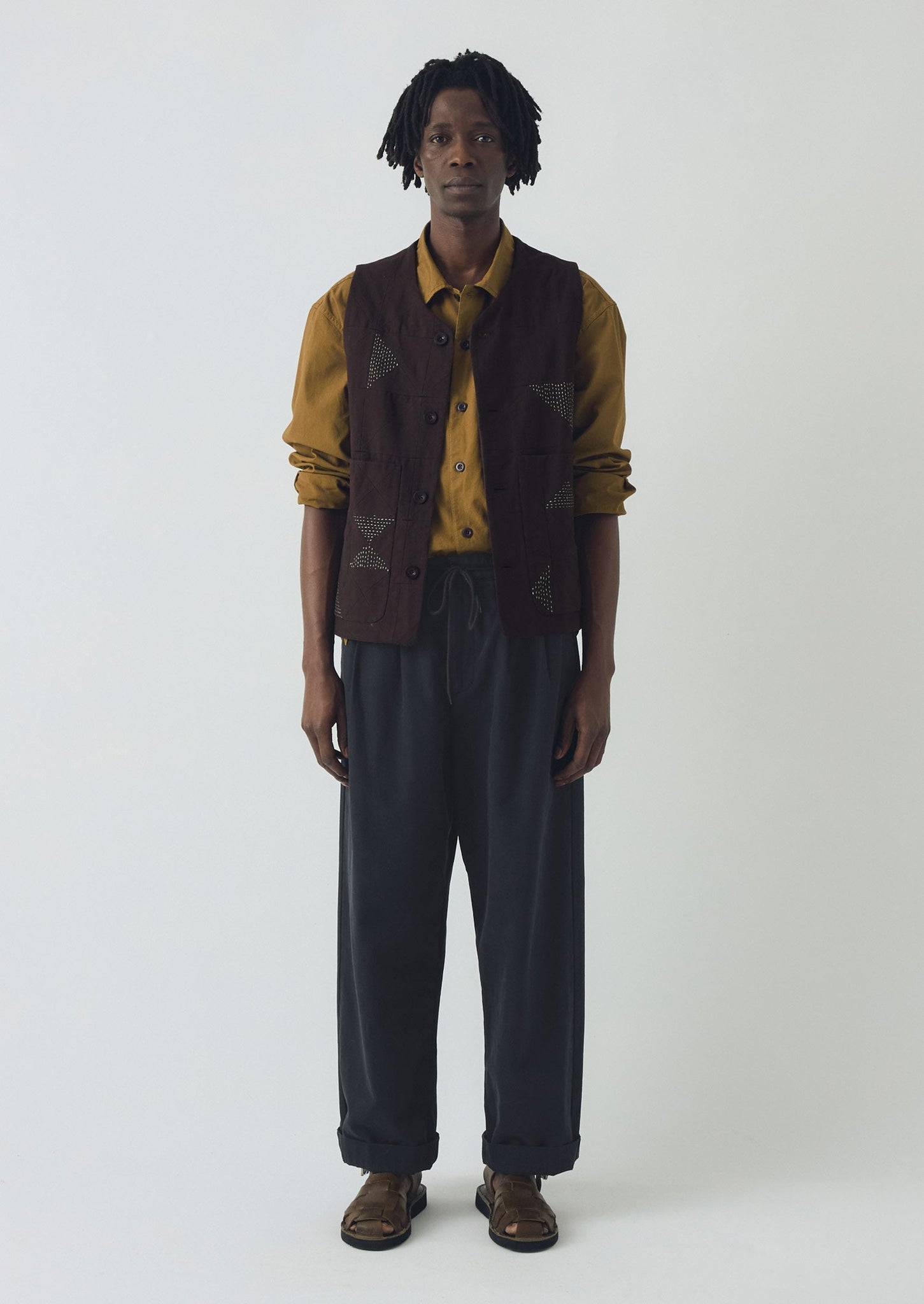 Patchwork Kantha Gilet | Pine