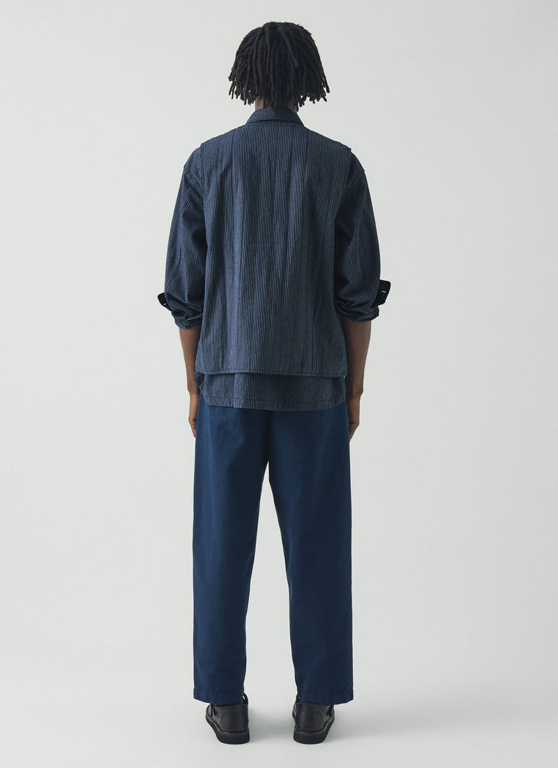 Railroad Stripe Padded Gilet | Denim Blue