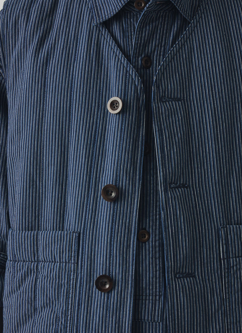 Railroad Stripe Padded Gilet | Denim Blue
