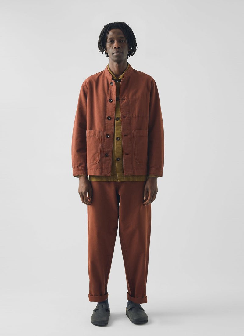 Garment Dyed Cotton Canvas Stand Collar Jacket | Cinnamon