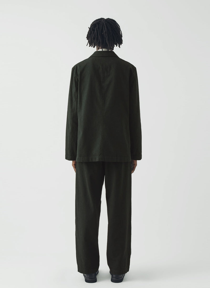 Overdyed Micro Houndstooth Cotton Blazer | Oil Green