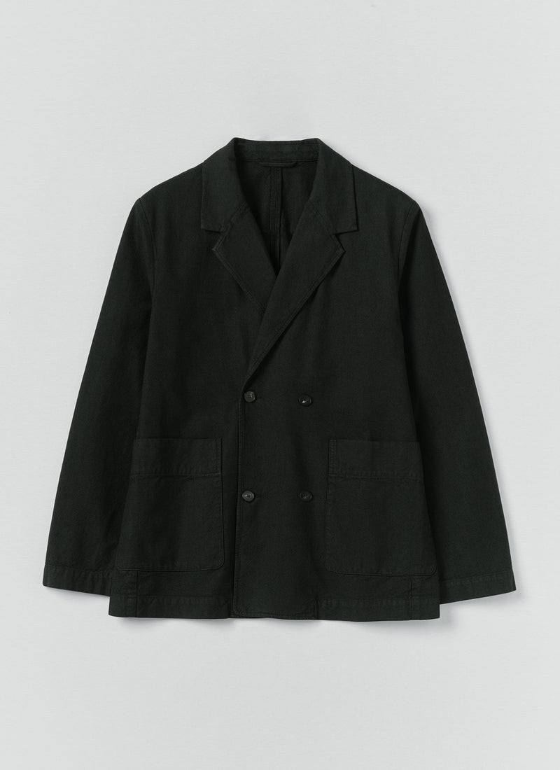 Overdyed Micro Houndstooth Cotton Blazer | Oil Green