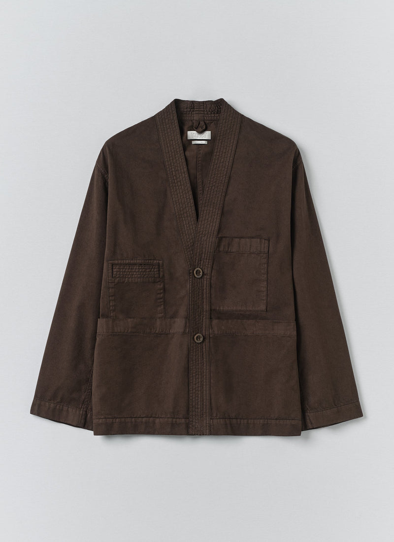 Garment Dyed Cotton Twill Jacket | Dark Cocoa