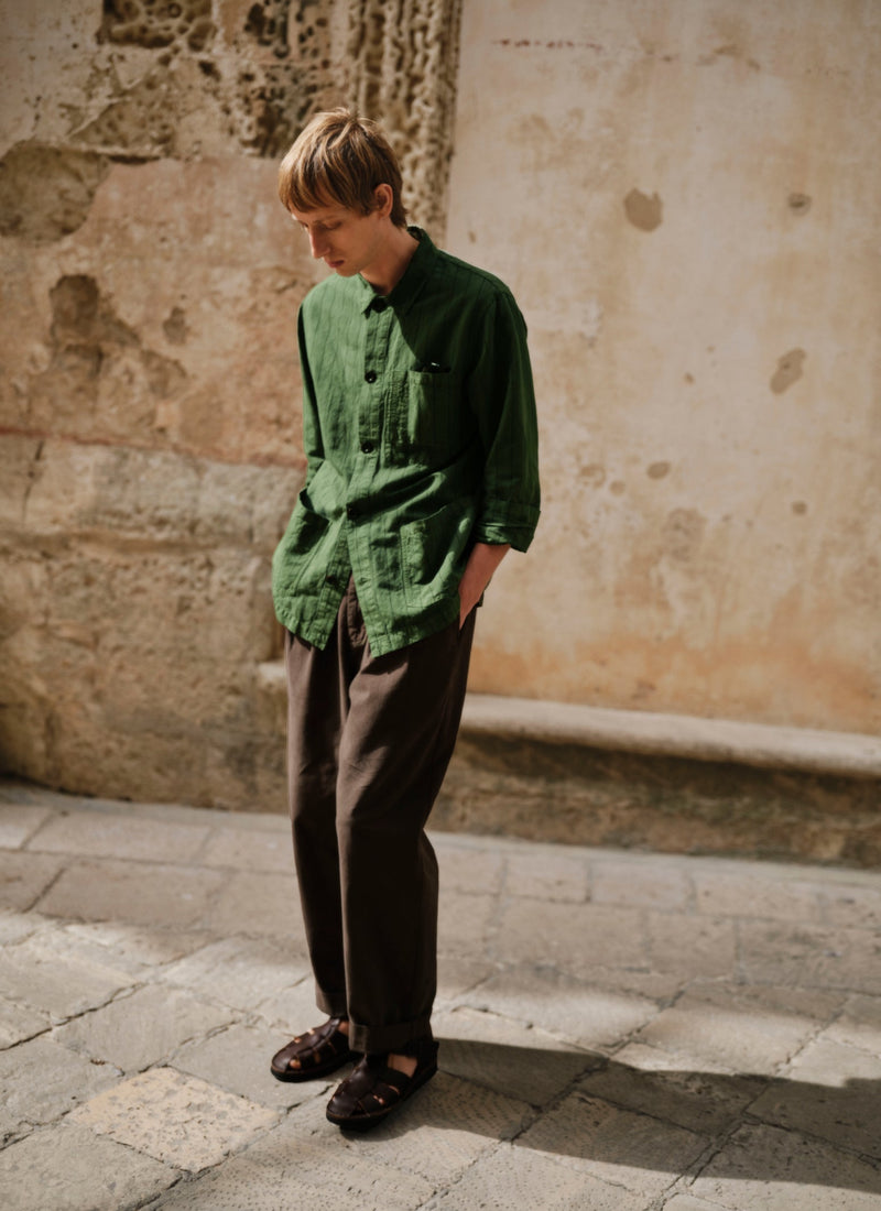 Arlo Overdyed Stripe Cotton Linen Jacket | Basil