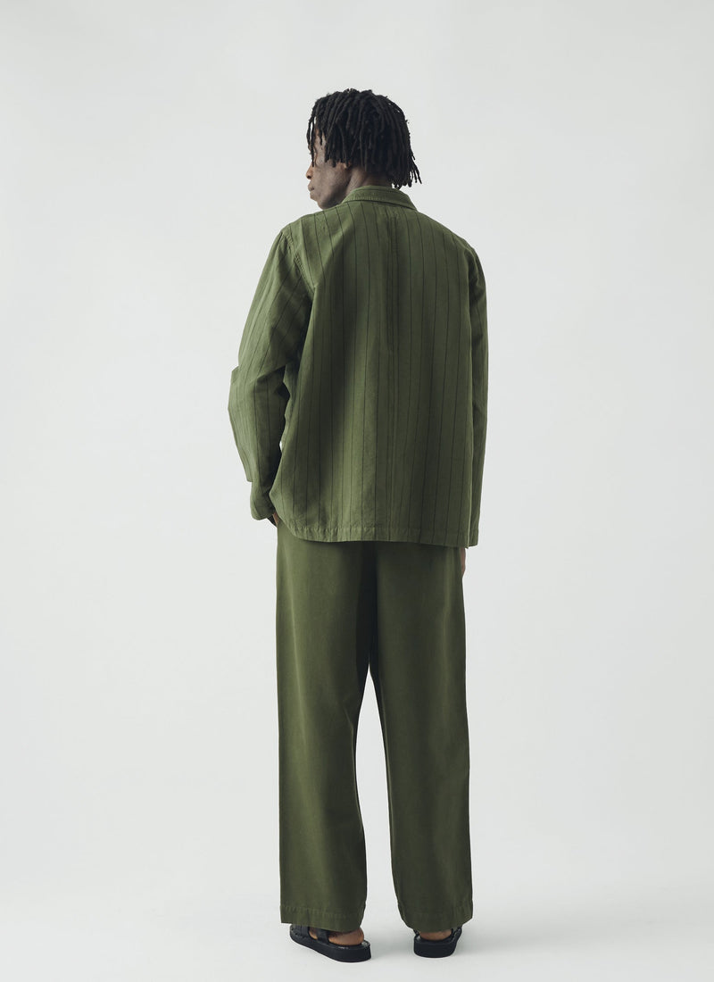 Arlo Overdyed Stripe Cotton Linen Jacket | Basil