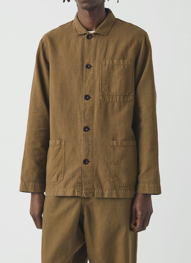Arlo Garment Dyed Herringbone Jacket | Woodland Green