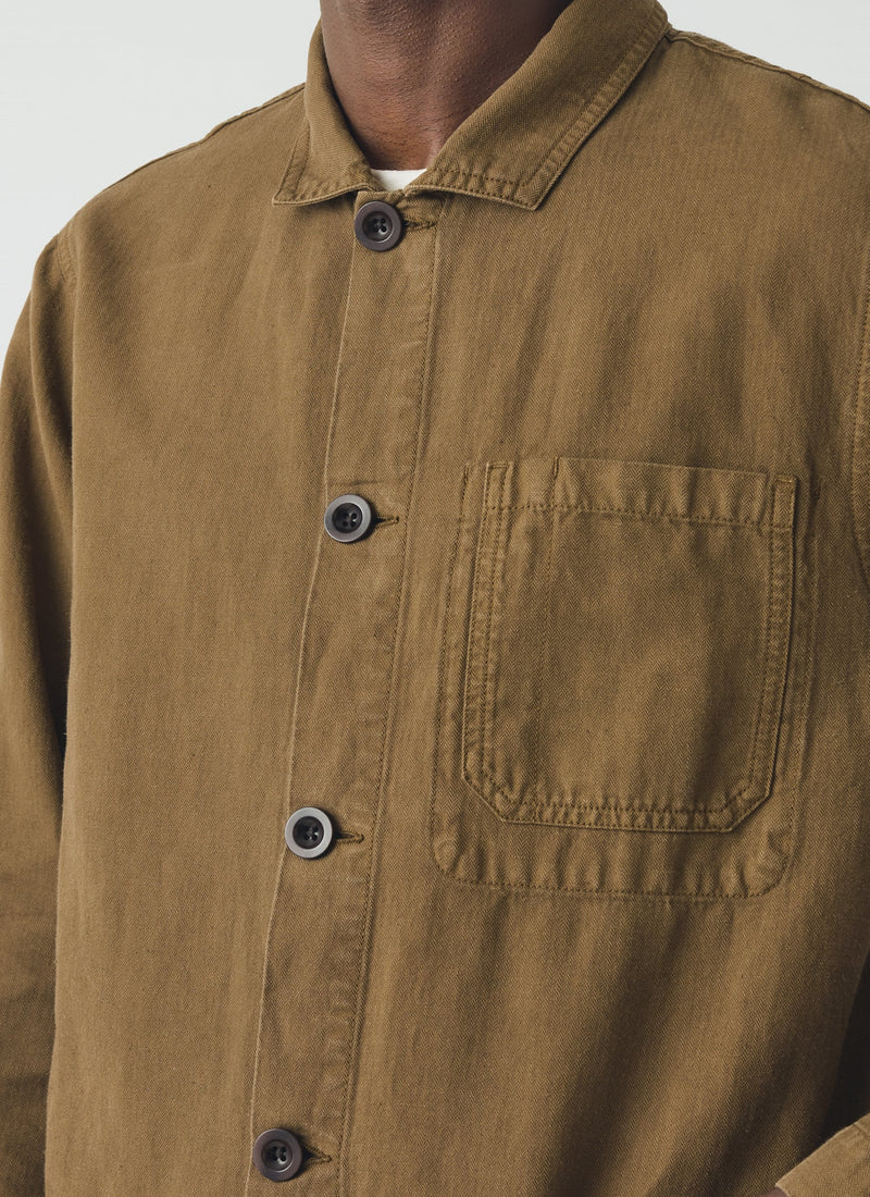 Arlo Garment Dyed Herringbone Jacket | Woodland Green