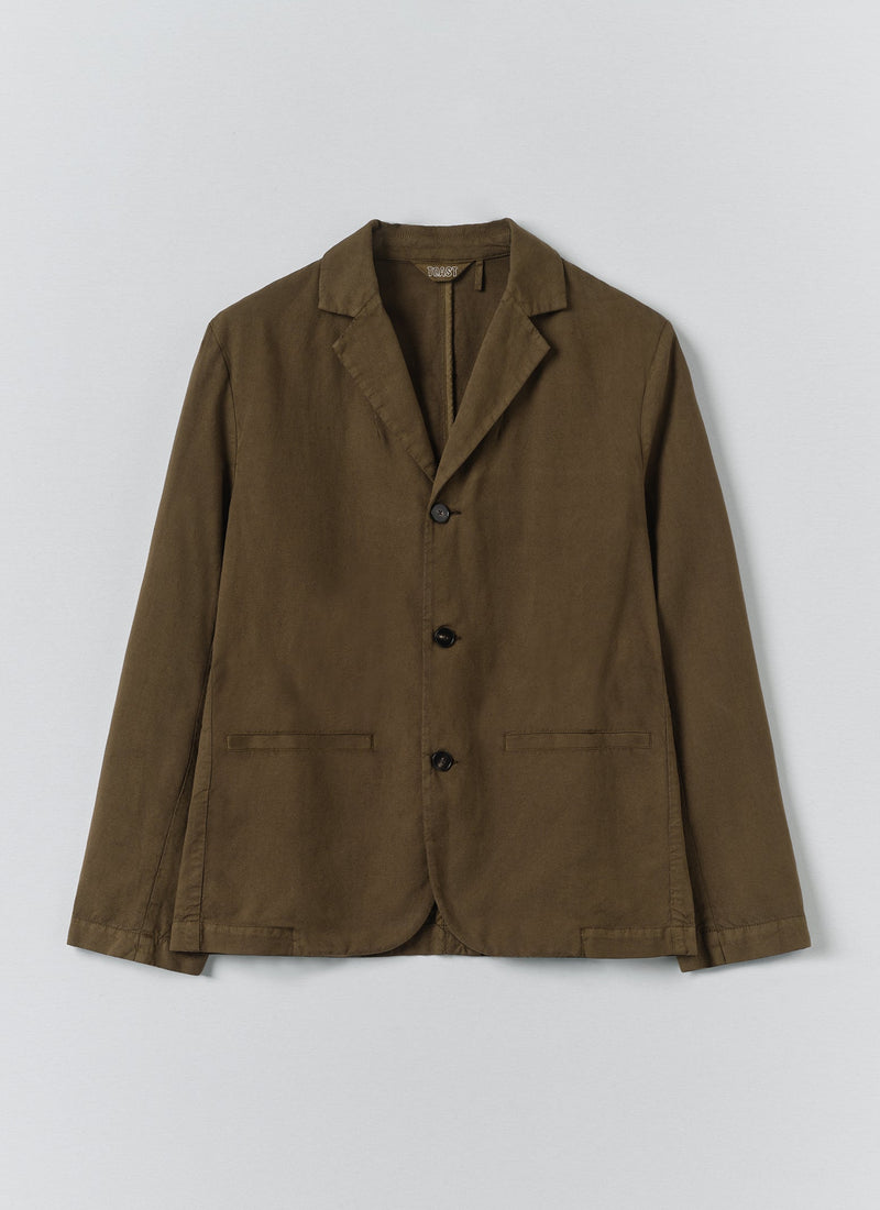 High Break Cotton Linen Blazer | Bronze Green