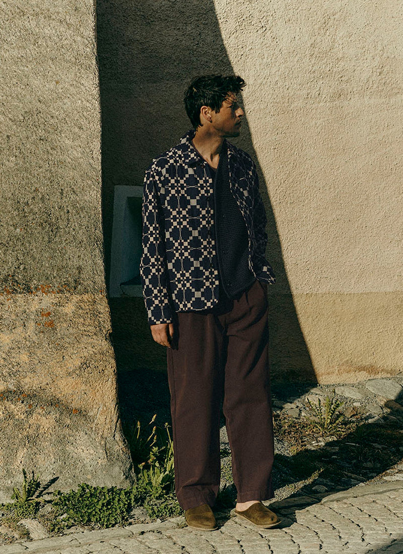 Lattice Cloth Cotton Wool Jacket | Indigo