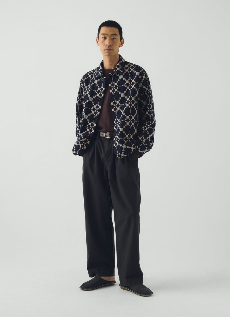 Lattice Cloth Cotton Wool Jacket | Indigo