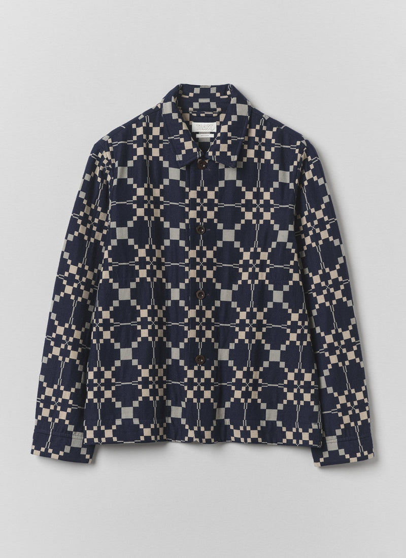 Lattice Cloth Cotton Wool Jacket | Indigo