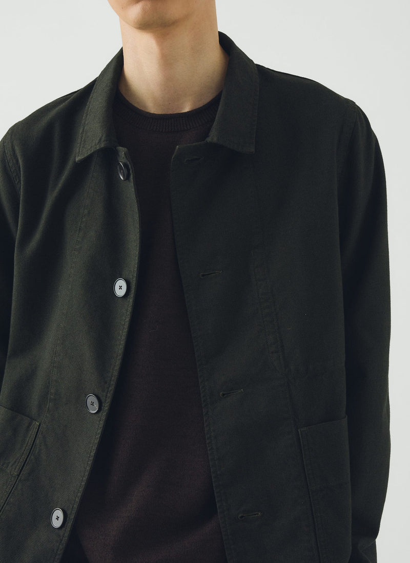 Unstructured Overdyed Micro Houndstooth Jacket | Grey Olive